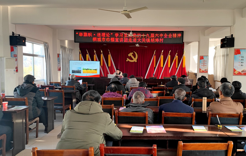 “舉旗幟·送理論”學(xué)習(xí)貫徹黨的十九屆六中全會(huì)精神桐城市巾幗宣講團(tuán)走進(jìn)大關(guān)鎮(zhèn)胡埠村.jpg