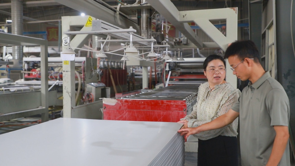 圖為金神鎮(zhèn)政府工作人員在桐城市格美新型建材有限公司訪企問(wèn)需。.jpg